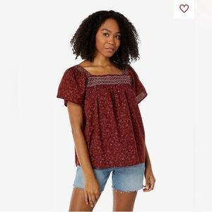 Madewell Women's Square Neck Smocked Top size S